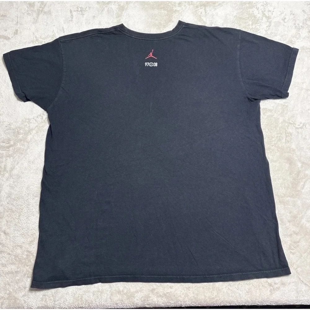 Nike Air Jordan 1997 Flu Game EARNED T Shirt Men's 2XL XXL Black Short Sleeve